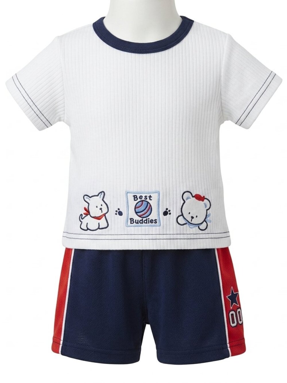 Baby Red White Blue Short sleeve Shirt & Shorts Embroidered Patriotic